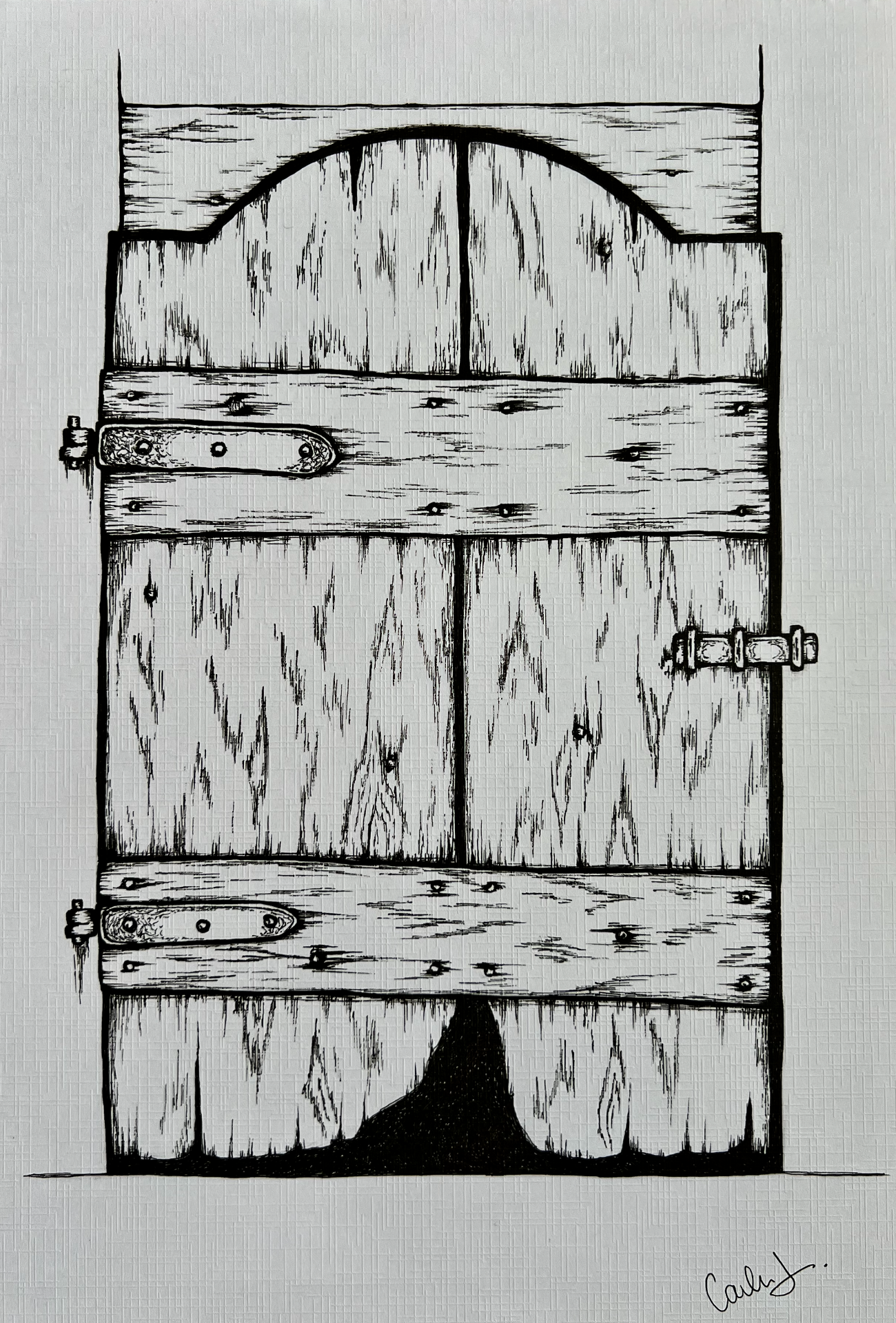 The wooden door
